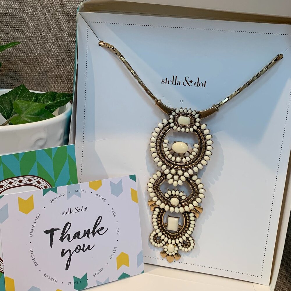 3in1 Detachable Havana Cabochon Stone Pendant Statement Necklace STELLA & DOT